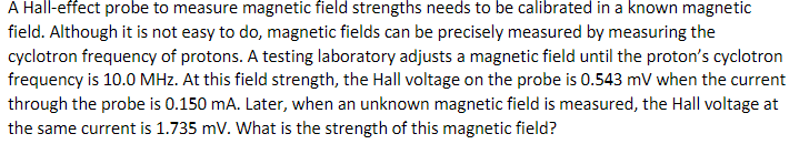 Solved A Hall-effect probe to measure magnetic field | Chegg.com