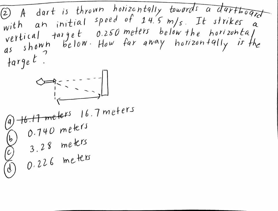 Solved dartboard © A dart is thrown horizontally towords a