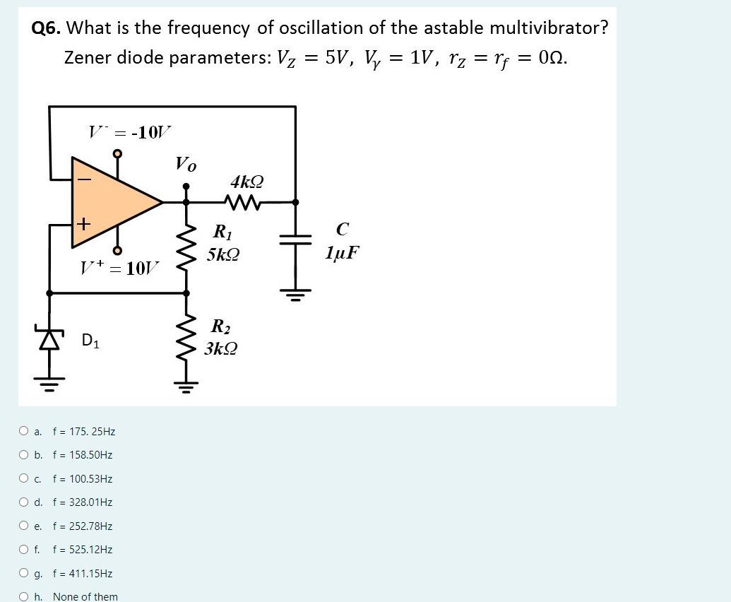 Solved Q6. What is the frequency of oscillation of the | Chegg.com