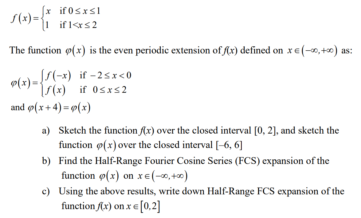 Solved The non-periodic function f(x) is defined on xe | Chegg.com