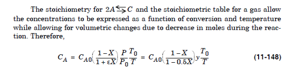 Solved The elementary gas phase reaction 2A→MC is carried | Chegg.com