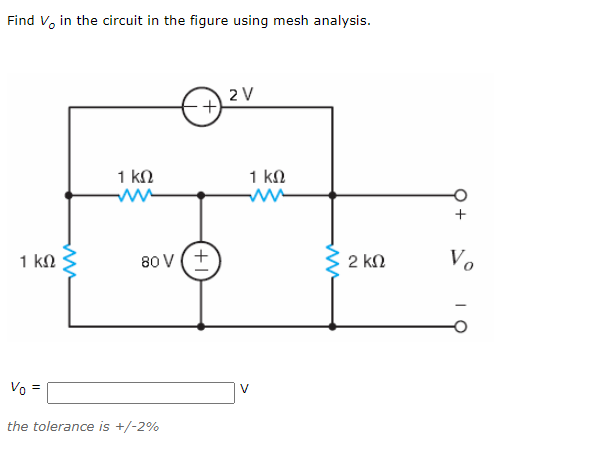 Solved Find V, in the circuit in the figure using mesh | Chegg.com