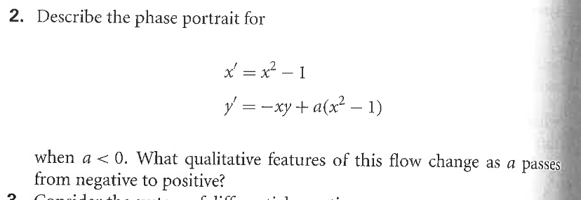 Solved 2. Describe the phase portrait for a(x- 1 when a
