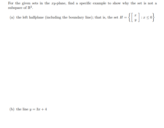 Solved For the given sets in the ry-plane, find a specific | Chegg.com