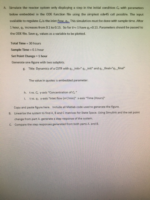 3. Project 3 CSTR Below illustrates the mathematical | Chegg.com