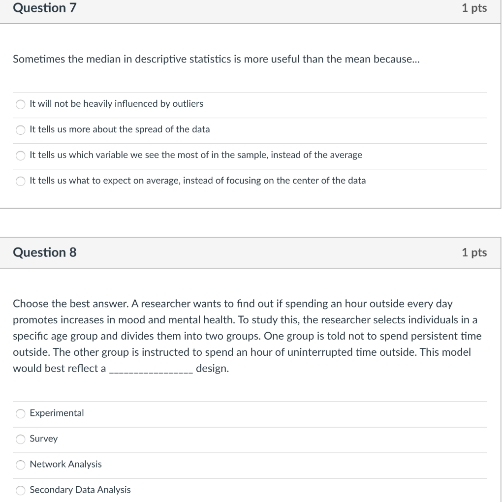 Solved Question 3 1 pts Choose the best answer. The mode is | Chegg.com