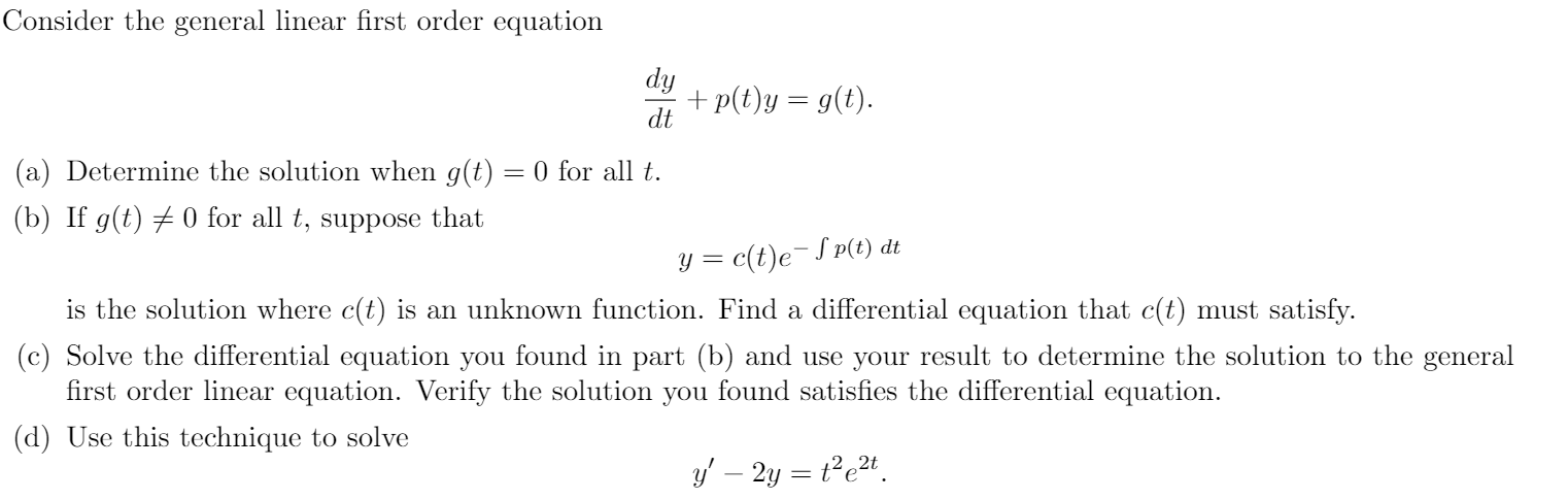 Solved Consider the general linear first order equation y = | Chegg.com