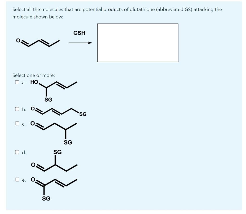Solved Select all the molecules that are potential products | Chegg.com