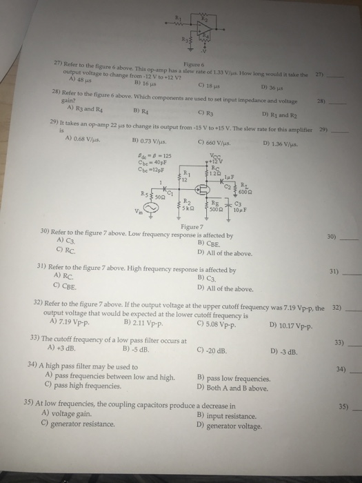 Solved Figure 6 27) Refer to the figure 6 above. This op-amp | Chegg.com