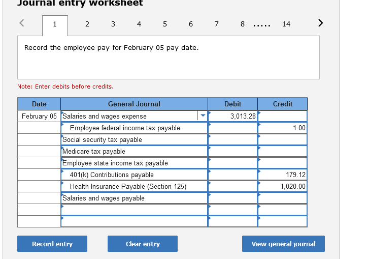 journal-entry-worksheet-456-record-the-employee-pay-chegg