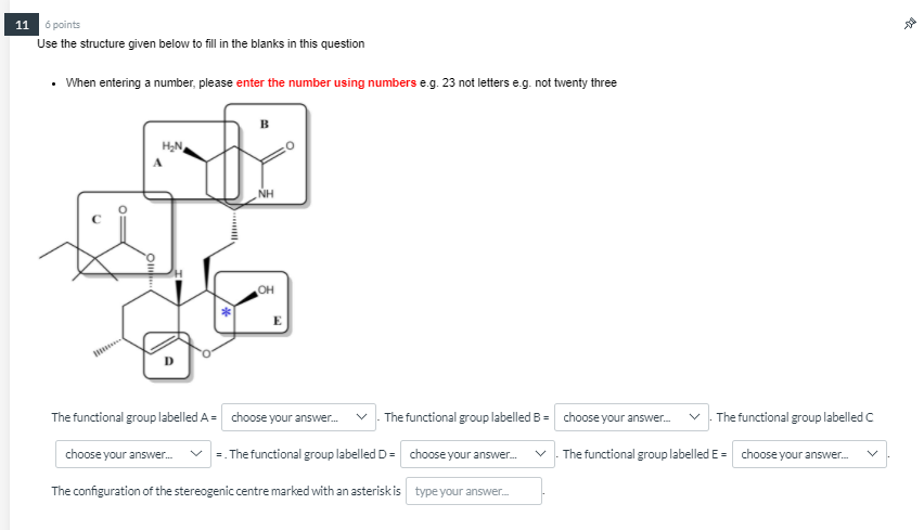 Solved 11 points Use the structure given below to fill in | Chegg.com