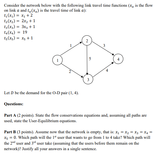Solved Consider the network below with the following link | Chegg.com