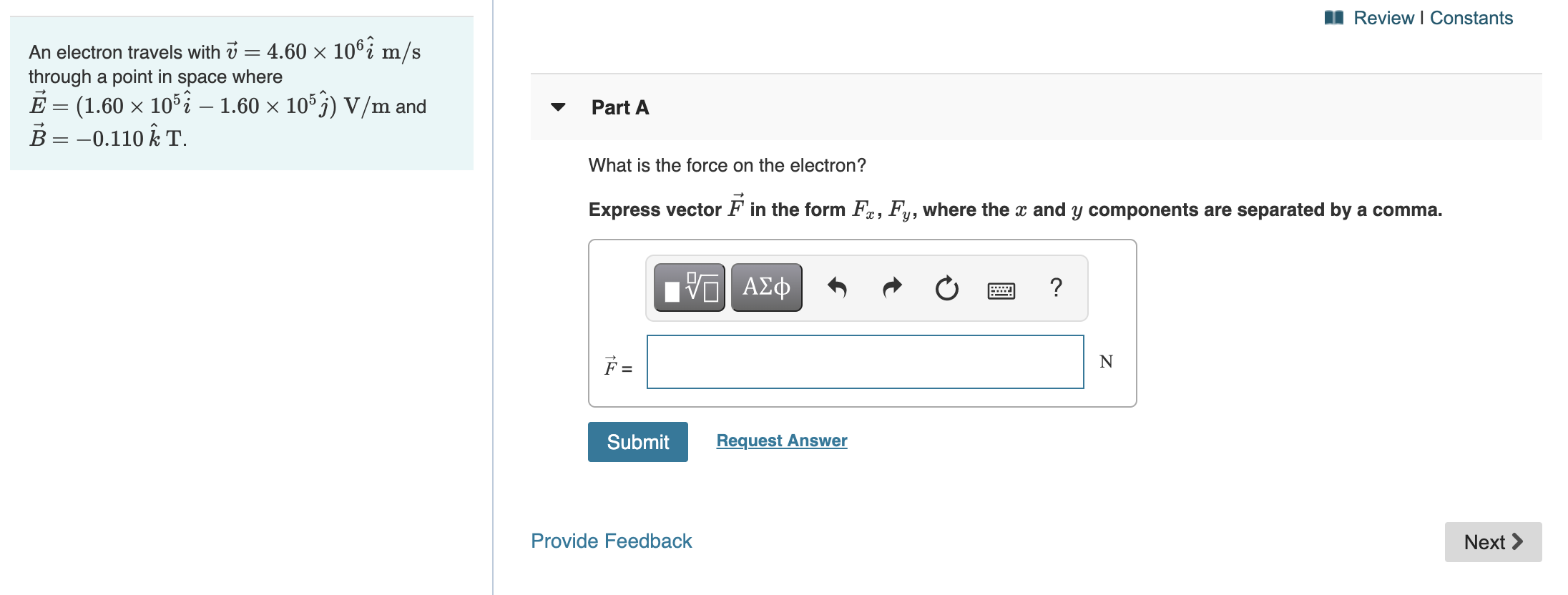 Solved Review Constants An Electron Travels With U 4 Chegg Com