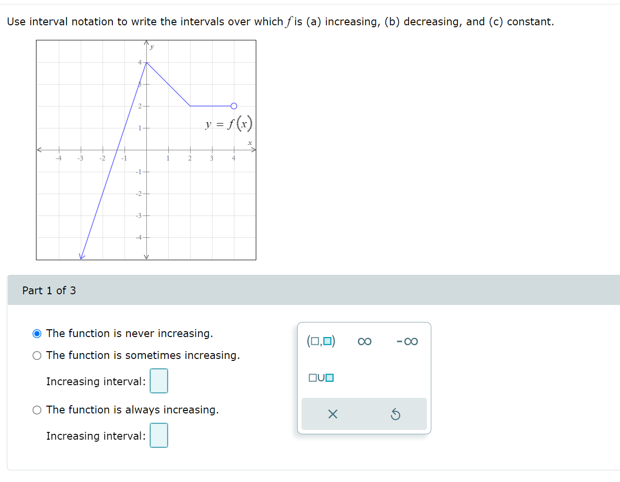 Solved Use interval notation to write the intervals over | Chegg.com