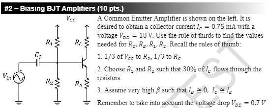 Solved #2 - ﻿Biasing BJT Amplifiers (10 ﻿pts.) | Chegg.com