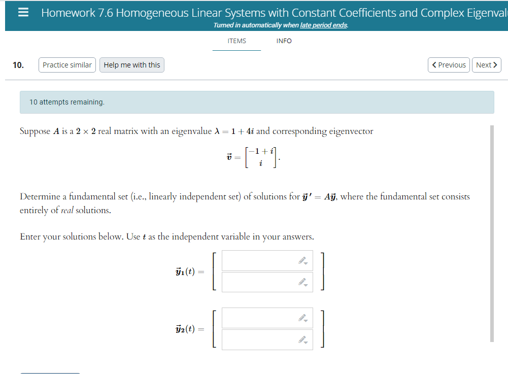 Solved Homework 7.6 Homogeneous Linear Systems With Constant | Chegg.com