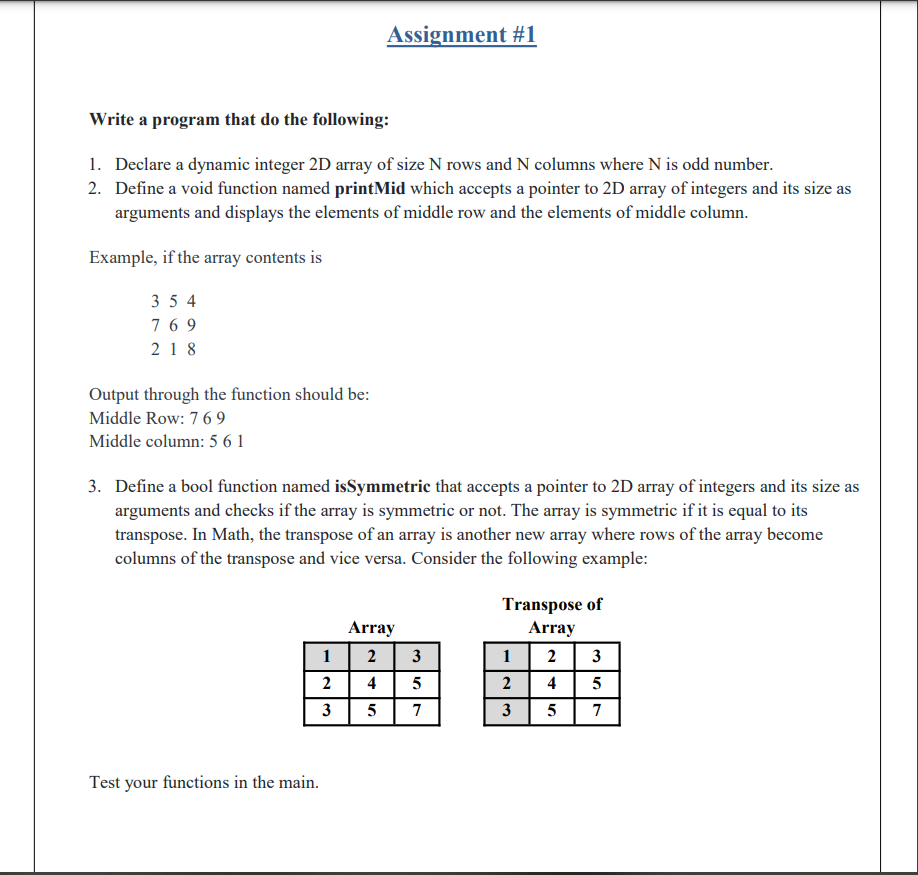 Solved Assignment #1 Write a program that do the following: | Chegg.com