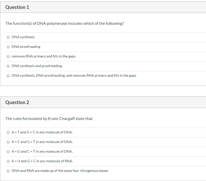 Solved Question 1 The function(s) of DNA polymerase includes