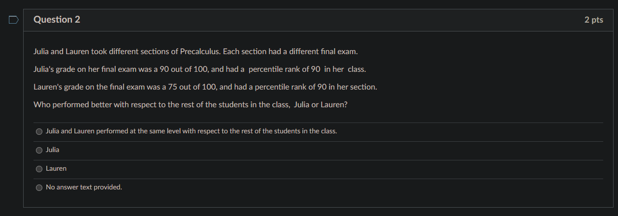 Solved Julia and Lauren took different sections of | Chegg.com