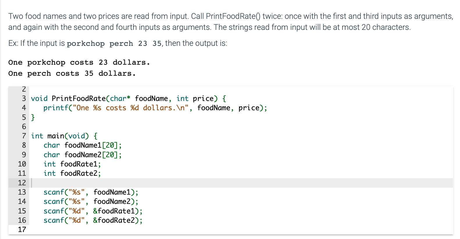 Solved Two food names and two prices are read from input. | Chegg.com