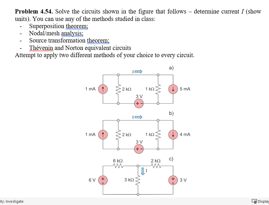 Solved Problem 4.54. Solve the circuits shown in the figure | Chegg.com