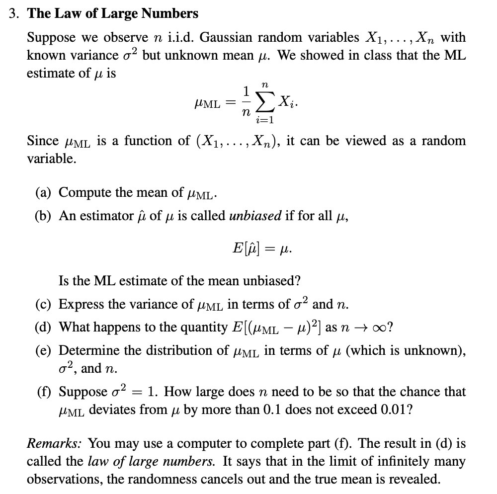 3 The Law Of Large Numbers Suppose We Observe N I Chegg Com