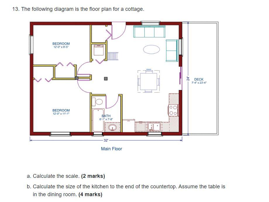 Solved 13. The following diagram is the floor plan for a | Chegg.com