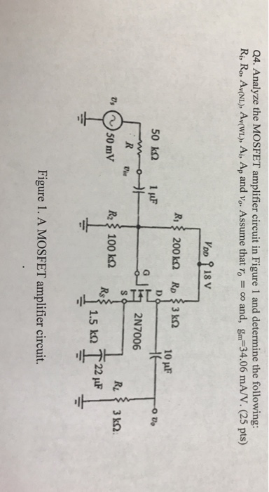 Solved Q4. Analyze the MOSFET amplifier circuit in Figure 1 | Chegg.com