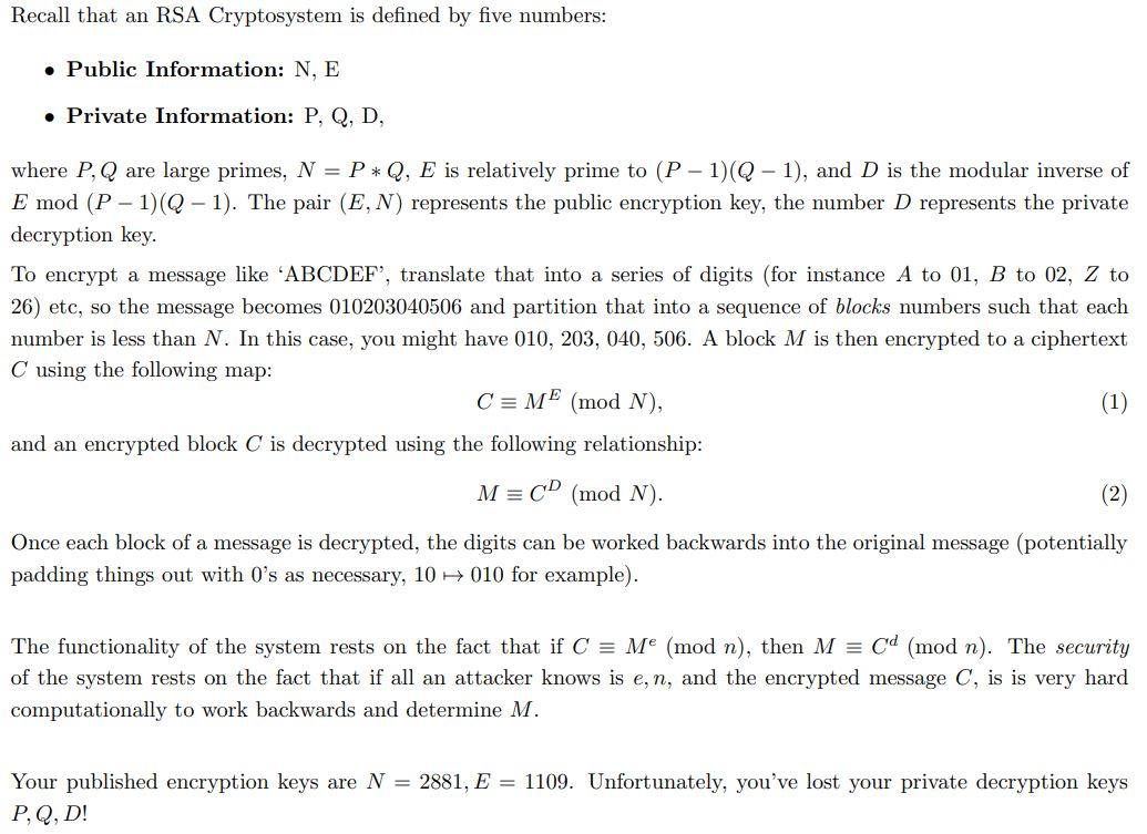 Solved **Discrete Structures/Math** RSA | Chegg.com