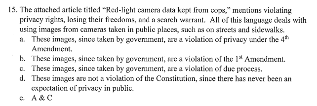 Solved 15. The attached article titled “Red-light camera | Chegg.com