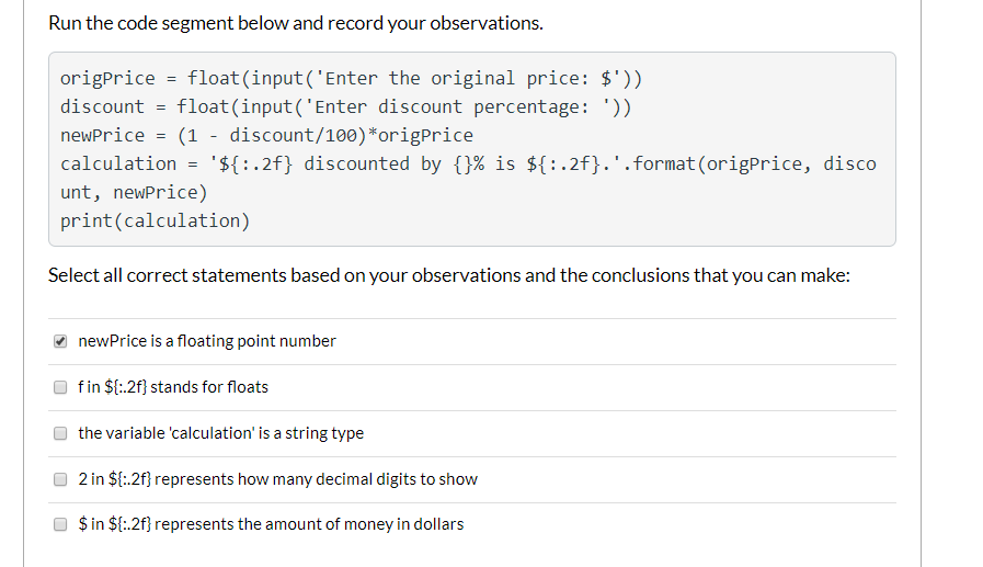 Solved Run the code segment below and record your Chegg