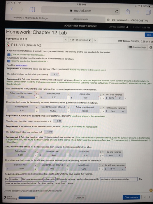 Solved MyMDC I Miami Dade Co Assignments Do Homework - JORGE | Chegg.com