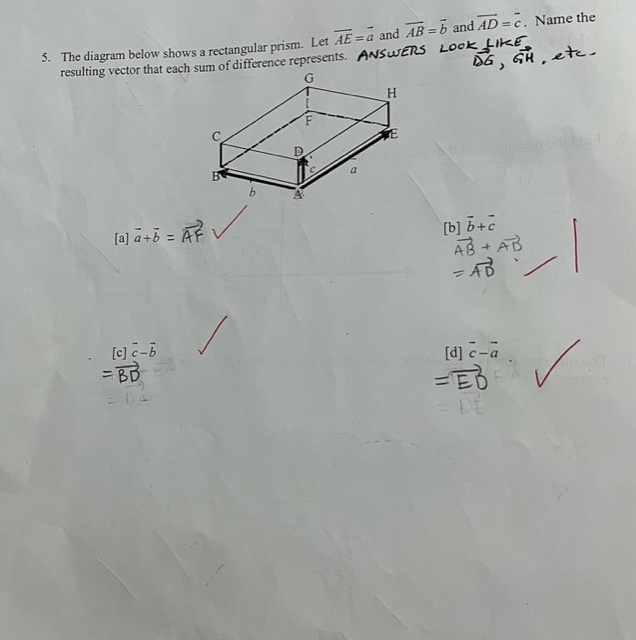 Solved 5. The diagram below shows a rectangular prism. Let | Chegg.com