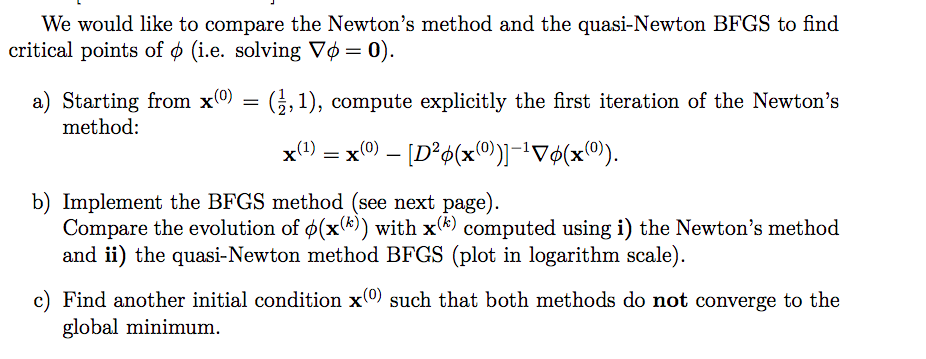We would like to compare the Newton's method and the | Chegg.com