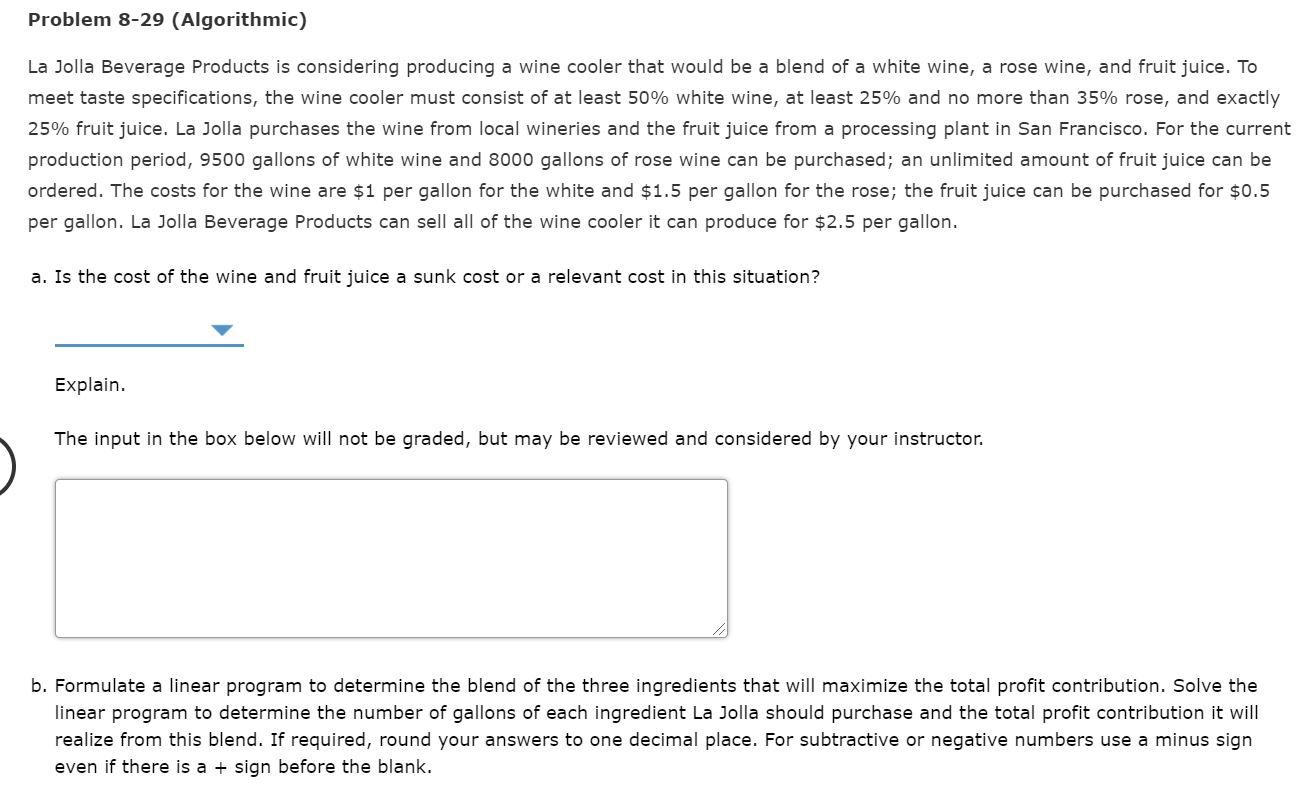 Solved Problem 829 (Algorithmic) La Jolla Beverage Products