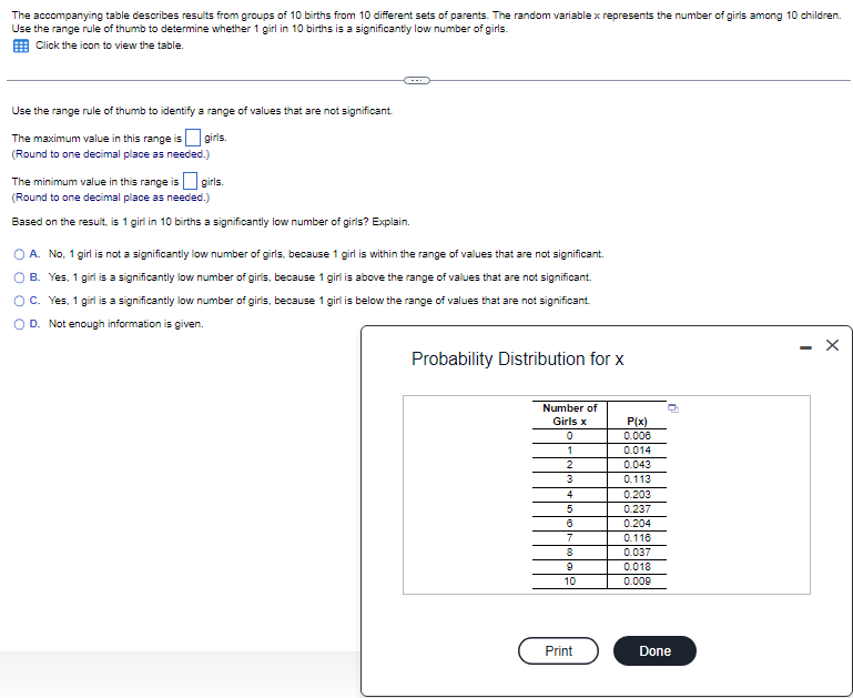 Solved The accompanying table describes results from groups | Chegg.com