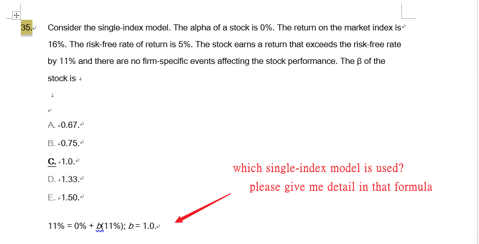 Investopedia model single index 