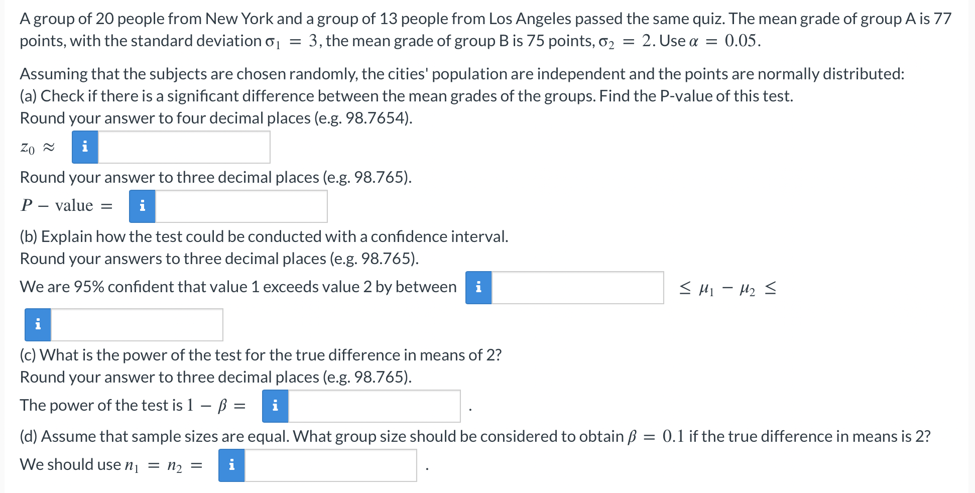 Consider the hypothesis test H0:μ1−μ2=0 against | Chegg.com