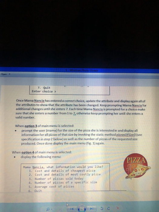 Take the Pizza class from assignment # 1 and modify | Chegg.com