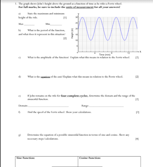 Solved 1. The graph shows John's height above the ground as | Chegg.com