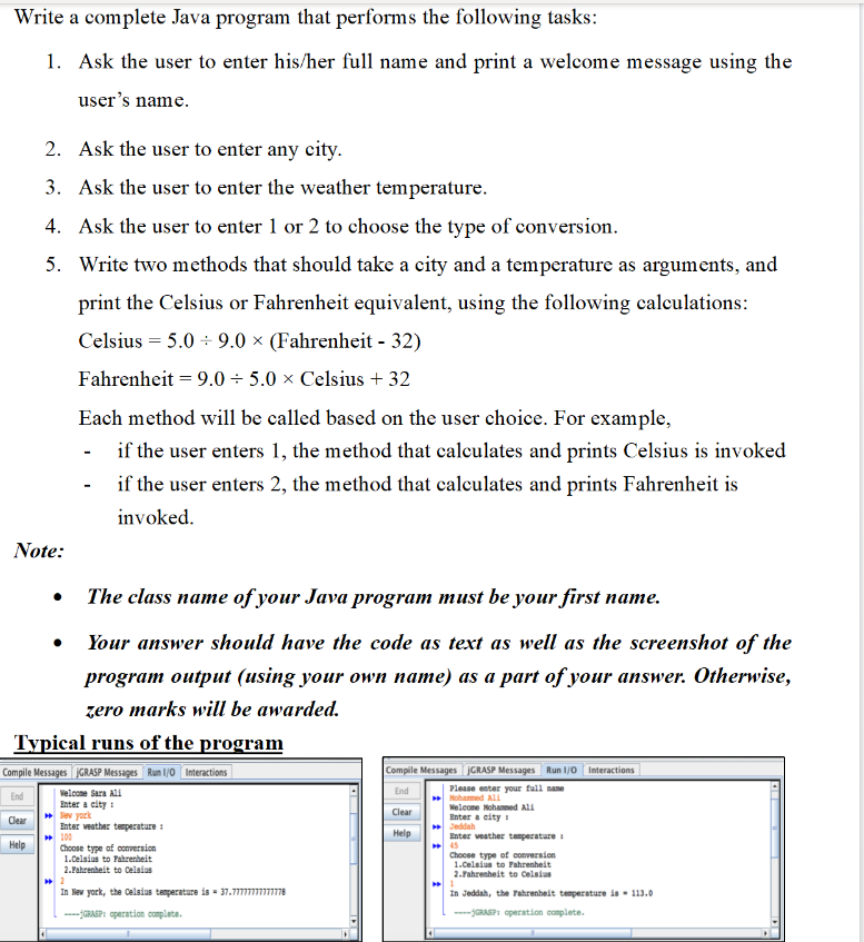 Solved 1. Ask the user to enter his/her full name and print | Chegg.com