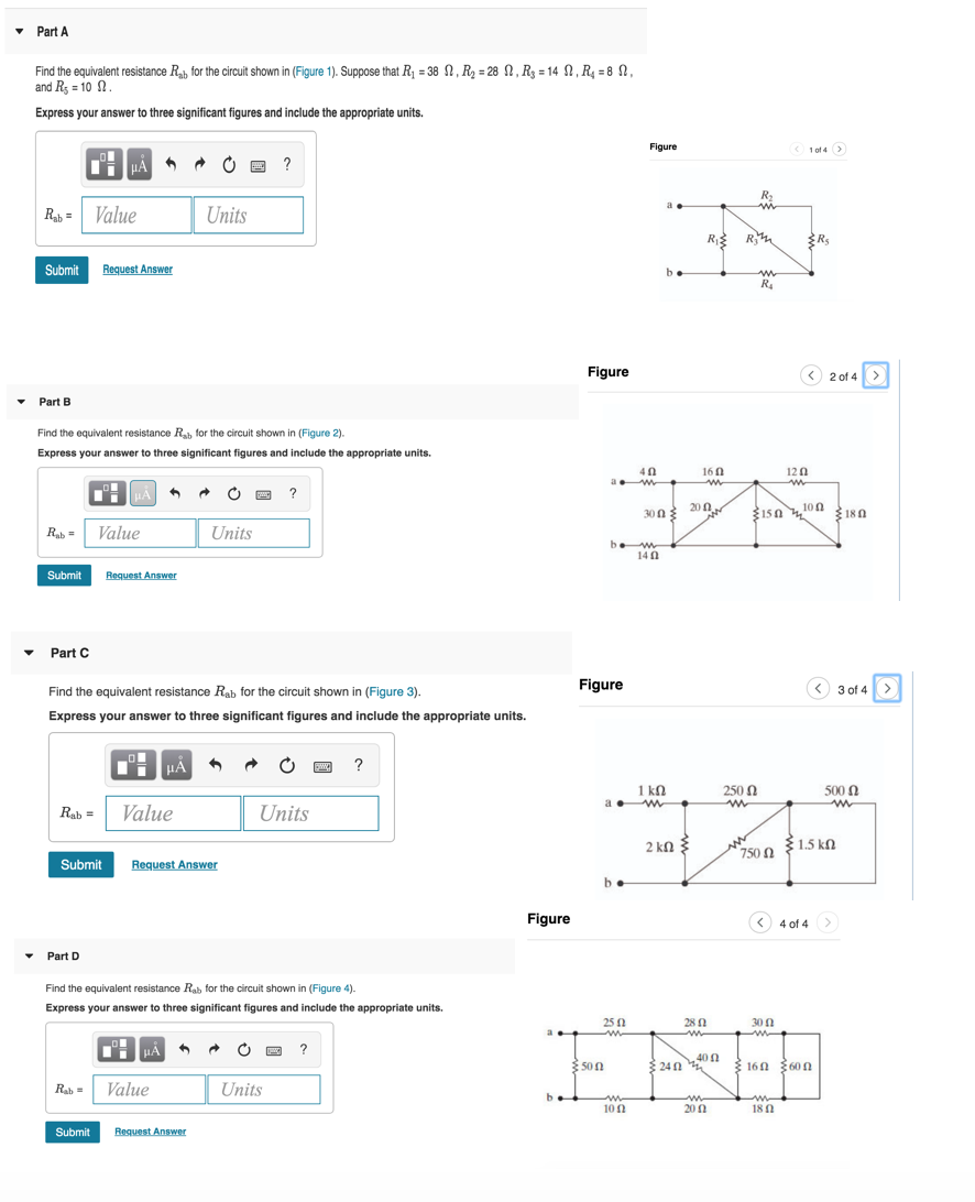Solved Part A Find The Equivalent Resistance Rab For The Chegg