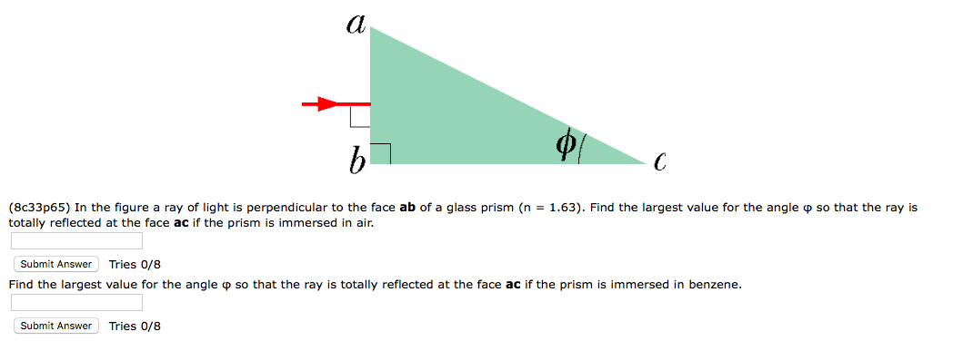 Solved b C с (8c33p65) In the figure a ray of light is | Chegg.com