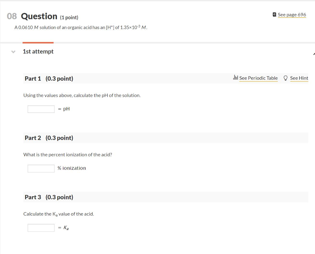 Solved 08 Question (1 point) a See page 696 A 0.0610 M | Chegg.com