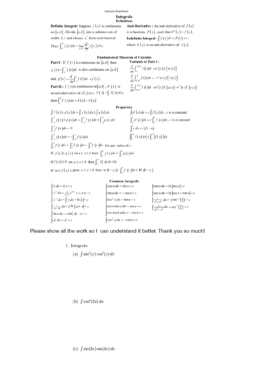 calculus 2 cheat sheet