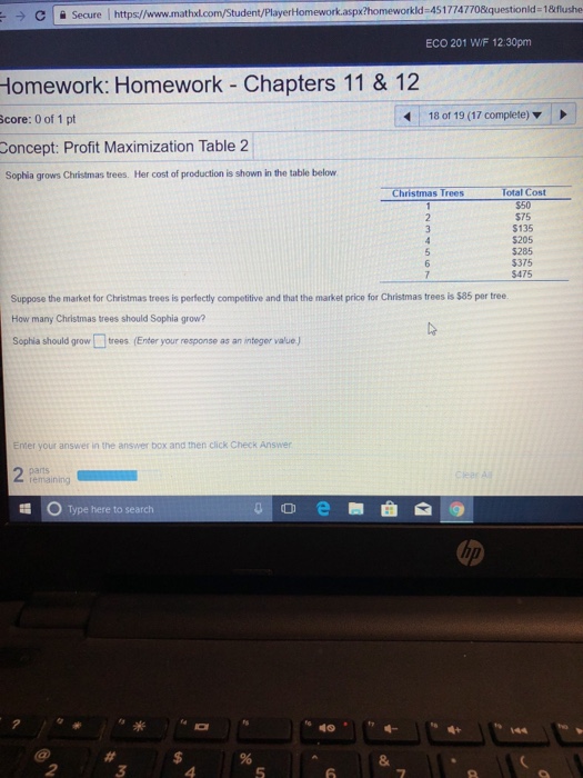 Solved Sophia Grows Christmas Trees. He cost production is