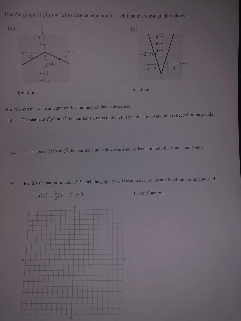 Solved Use The Graph Of F X ∣x∣ To Write An Equation For