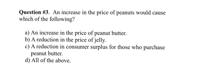 Solved Question #3. An increase in the price of peanuts | Chegg.com