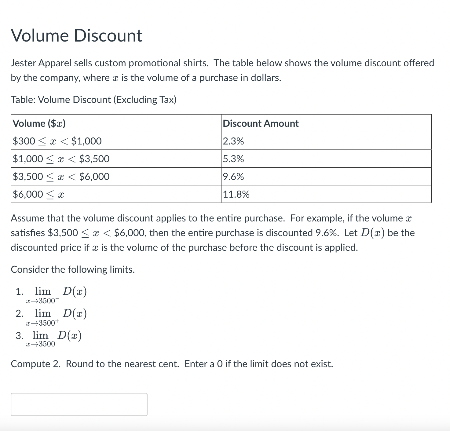 Solved Volume Discount Jester Apparel sells custom | Chegg.com