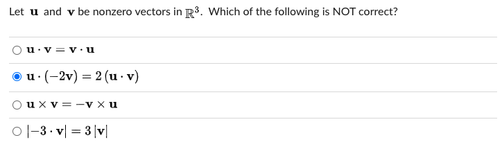 Solved Let u and v be nonzero vectors in R3. Which of the | Chegg.com